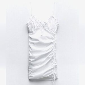 ZARA RUCHED BOW SPAGHETTI STRAPS TRENCH COAT DRESS